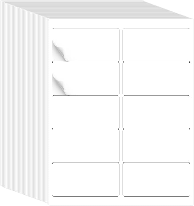 L LIKED 2" x 4" Label Stickers, Printable White 10 per Sheet Total 15,000 Labels, for Laser/Inkjet Printing - Matte (1500 Sheets)