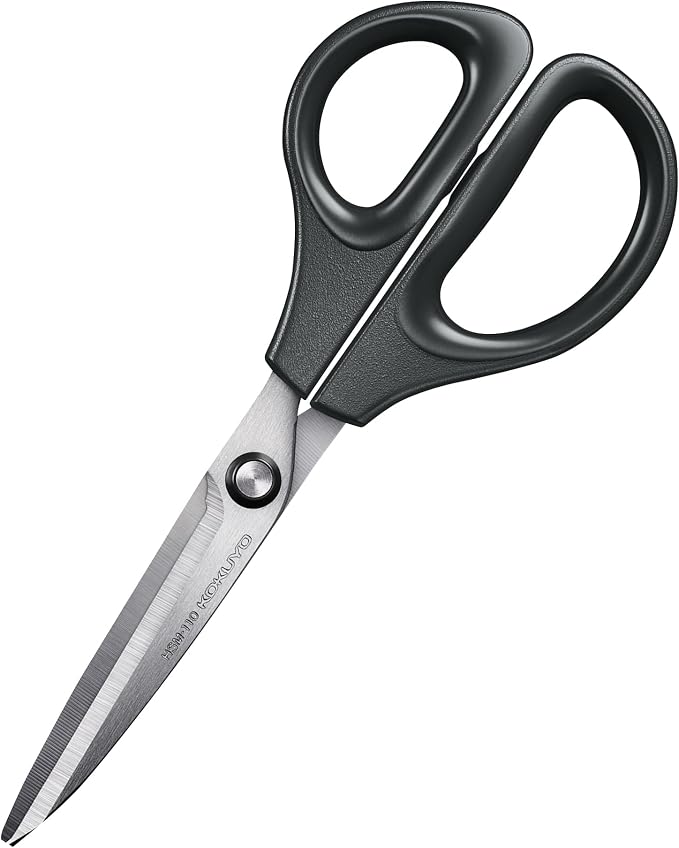 7“ Scissor All purpose with Straight Stainless Steel Blade, Black, Percise Cutting Performance, Easy to Aim, Heavy Duty Cutter for Office Home School Craft Supplies (HSM-110D)