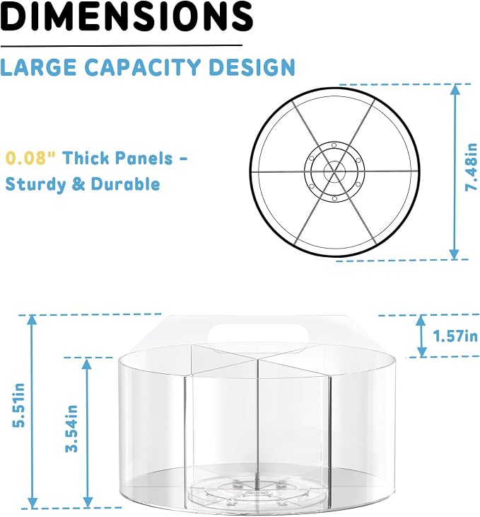 SUPEASY Acrylic Rotating Pencil Holder, 360° Clear Pen & Marker Organizer | Crayon Art Supply Organizer with 6 Compartments and Carry Handle for Desk, Home, Office, Classroom