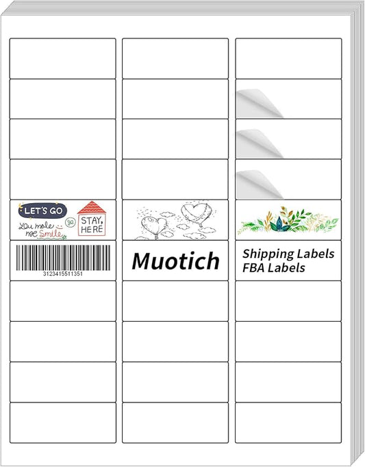 1" X 2-5/8" Address Labels,30 UP Shipping Label for Laser/Inkjet Printers,White Blank Mailing Label,30 Labels per Sheet(1000 Sheets)