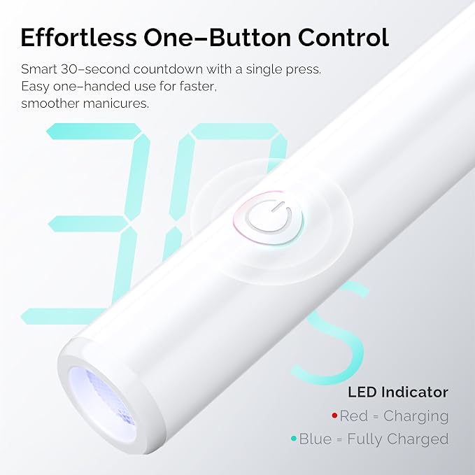 L'UGX Handheld uv Light for Gel Nails with Magnetic Fast Charging – High Power Portable LED Nail Lamp for Gel Polish, Cordless Nail Dryer for Salon & Home-White