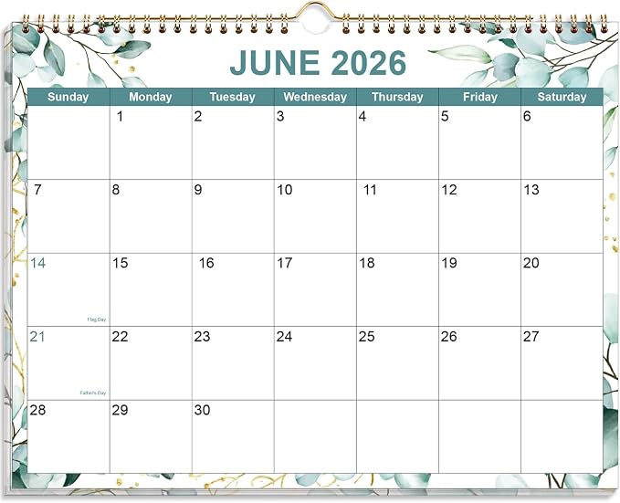 2026-2027 Calendar - Calendar 2026-2027 from July 2026 - December 2027, 18 Months Calendar with Premium Paper, Twin-Wire Binding & Hanging Hook, 8.5" x 11", Leaf