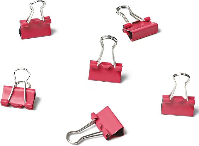 30 Pack Medium Red Binder Clips 1-1/4 Inch (32 mm), Colored Middle Size Paper Clamps, Large Big Paper Clips for Office Home School Business 1.25"