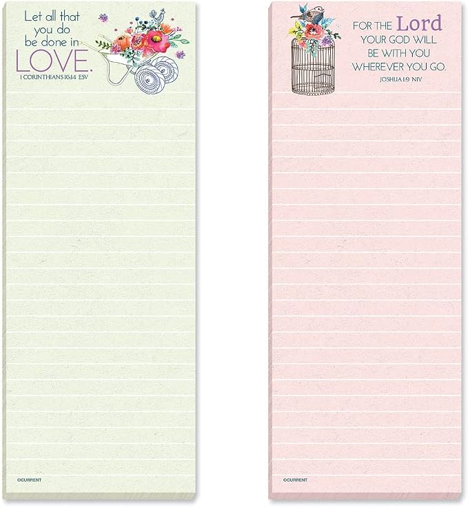 Current Mary Engelbreit Inspirational Religious Magnetic Magnetic Notepad Set – Set of 12 Mini Memo Pads, 6 Designs, 30-Sheet Pads, 2½ x 6½ Inches, Shopping List, to-Do Notes, Printed in The USA