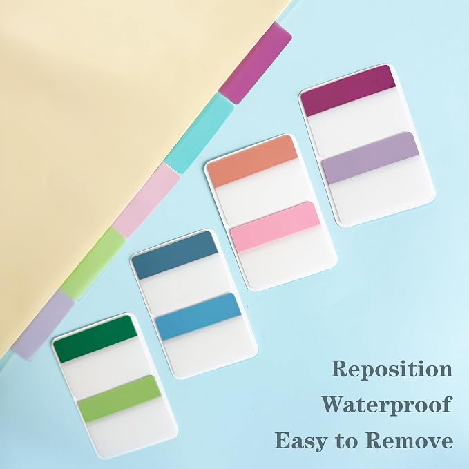 ELII 500 PCS Book Tabs 2 Inch Sticky Index Tabs,Colored Page Markers | Repositionable Tags,Reading Tabs, Self Adhesive Tape Flags for Books, Binders, Notebook and File Folders,Safety Material