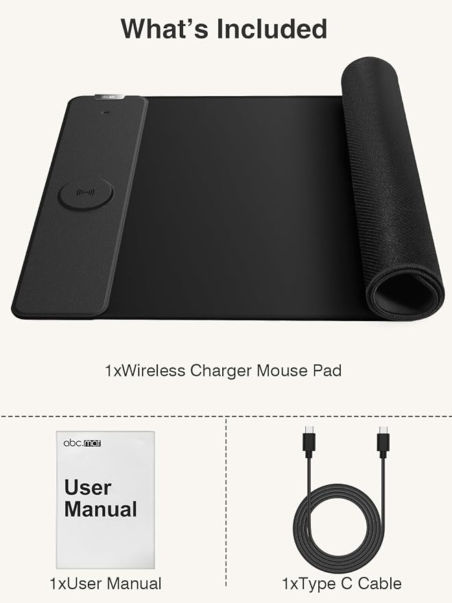 Magnetic Wireless Charging Mouse Pad, 31.5"x15.8" Large Desk Mat | Waterproof Mousepad, Smooth Glide, Stitched Edge, Non-Slip Rubber Base, Desk Pad Computer Keyboard Mat, No Adapter