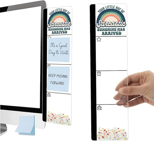 Monitor Memo Board Acrylic Sticky Note Holder Sarcastic Sunshine Rainbow Office Desk Decor with 100 Self Stick Note Pads Your Little Ray of Quote