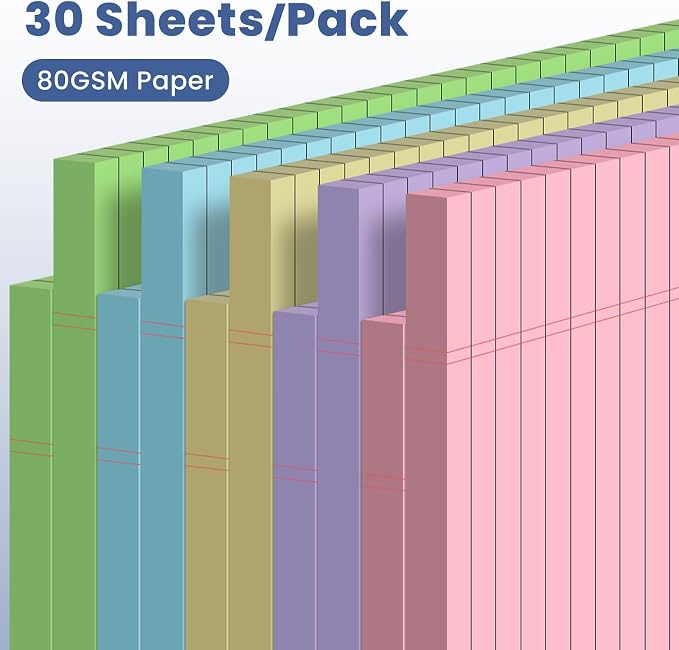 10pcs Small Note Pads, Color Notepads 5x8 College Ruled Notebook, Writing Pads 5 x 8, Legal Pads, Pad Paper Perforate Notebooks for Work, Message, School, Office Supplies,30 Sheets/Pack