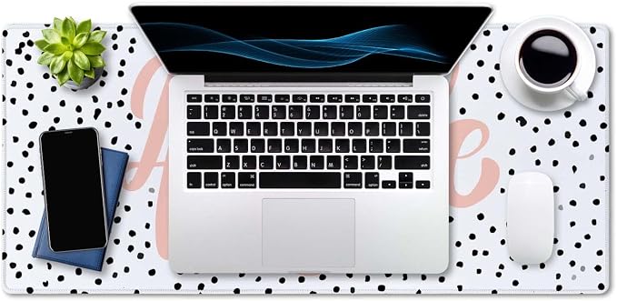 SSOIU Large Mouse Pad, Cute Hustle Desk Mat for Desktop, Women Girls Waterproof Gaming Mousepad, Polka Dot Computer PC Laptop Protector Writing Pads for School Office Home 35.5" x 15.7"