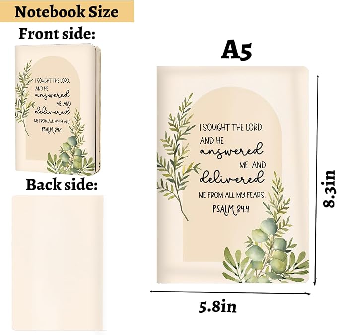 Encouraging Bible Verse Hard Shell Journal Notebook 200 Sheets (5.8 x 8.3)2 | Christian Gifts for Women, College Ruled Notebook, Inspirational Notebooks, Journals for Writing Planner Note Taking