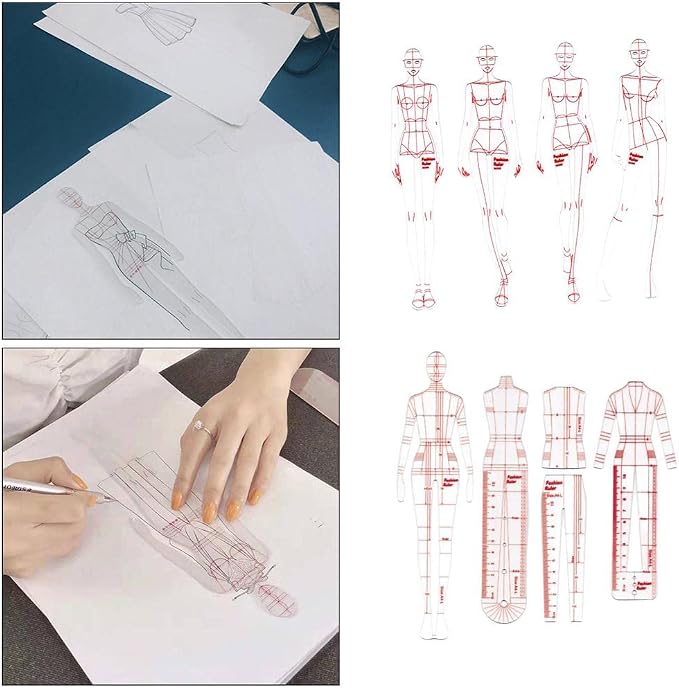 DYNWAVE 8 Pcs French Curve Template Ruler Set,Sewing Humanoid Patterns Design for Dressmaking, Tailoring, Fashion Designing