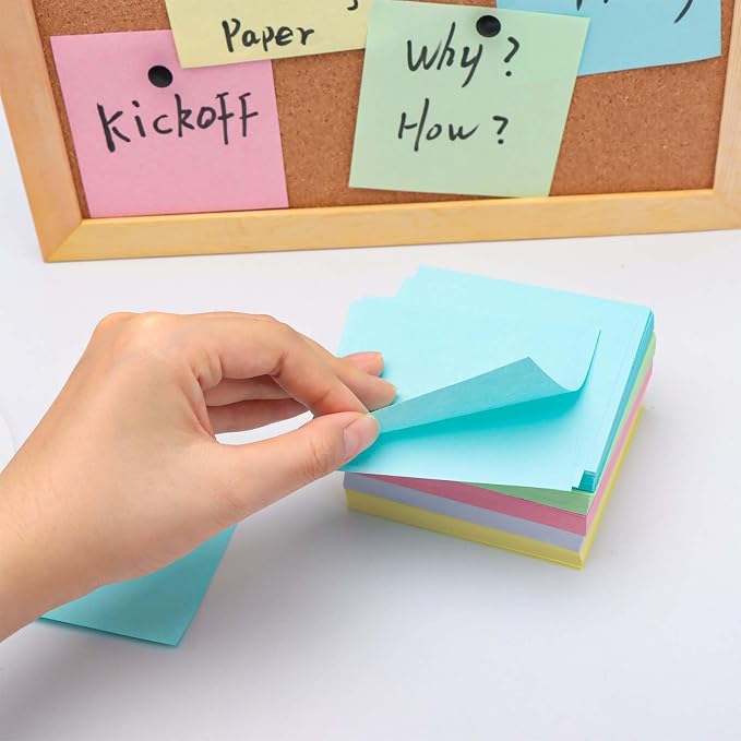 Non Sticky Blank Notes Cube 500 Sheets 3.35x3.35 Inch 5 Bright Colors Memo Note Loose Paper Cubes for Taking Reminders Home Office Writing Supplies