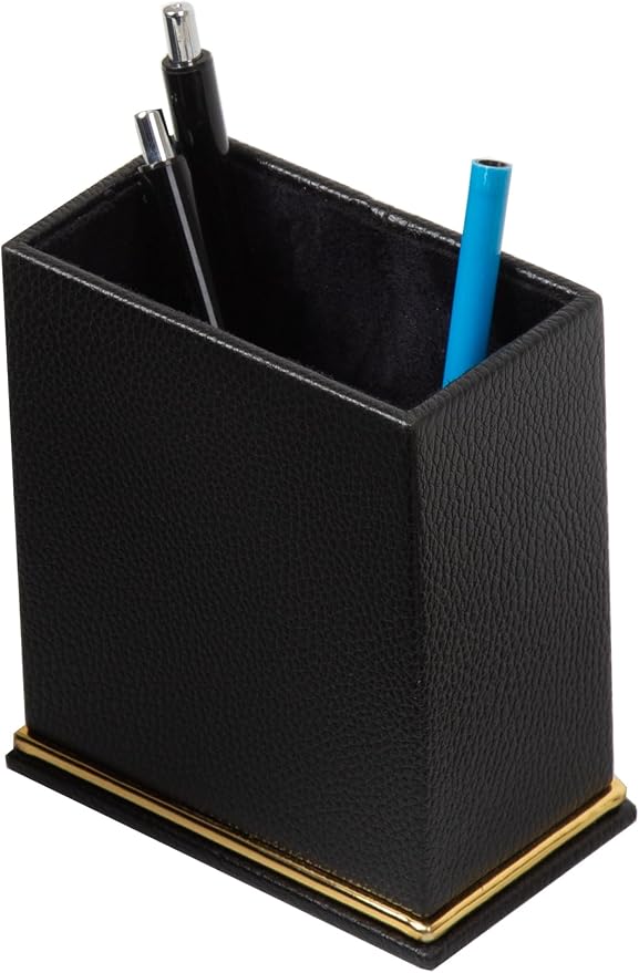 Cloud Luxury Leather Desk Set – 10 Piece Executive Desk Organizer with Desk Pad, Double Document Tray, Pen Holder, Memo Holder, Business Card Holder & Phone Stand – Gold Office Accessories (Black)