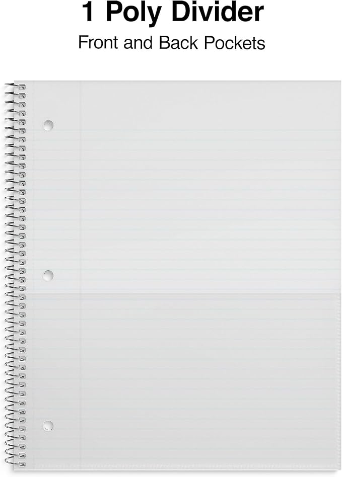 STAPLES Accel 1‑Subject Notebook, 8.5” x 11”, College Ruled, 100 Sheets, Blue