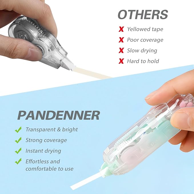 Correction Tape, Mini Retractable Correction Tape Pen, with Aesthetic Cute Cat Paw Applicator,for Back To School Office Supplies.