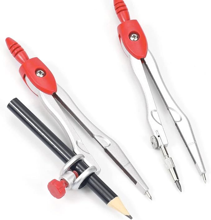 Unjoo Geometry Set 10 Pcs Student Supplies, Protractor and Compass (Red) | Shatterproof Storage Box,Rulers,Protractor,Compass,Eraser,Pencil Sharpener,Lead Refills,Pencil,for Classroom, Back to School