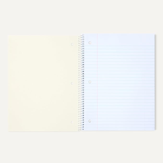 Amazon Basics Wide Ruled Spiral Notebooks, 8" x 10-1/2", 70 Sheets, Assorted Pastel Solid Colors, 5 Pack