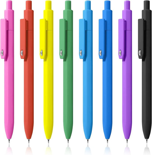 Piochoo Pens, 8 Pack Black Ink Gel Pens Ballpoint Smooth Writing Pens for Journaling, Cute Office Supplies for Nurses Women Teachers