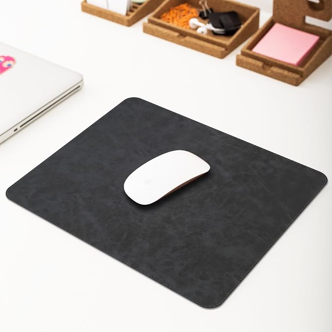 Mouse pad, Non-Slip Washable Waterproof Computer Mouse mat Thick for Laptop Wireless Mouse Home Office Travel, Portable 9.8"x 8.3" S Dark Grey