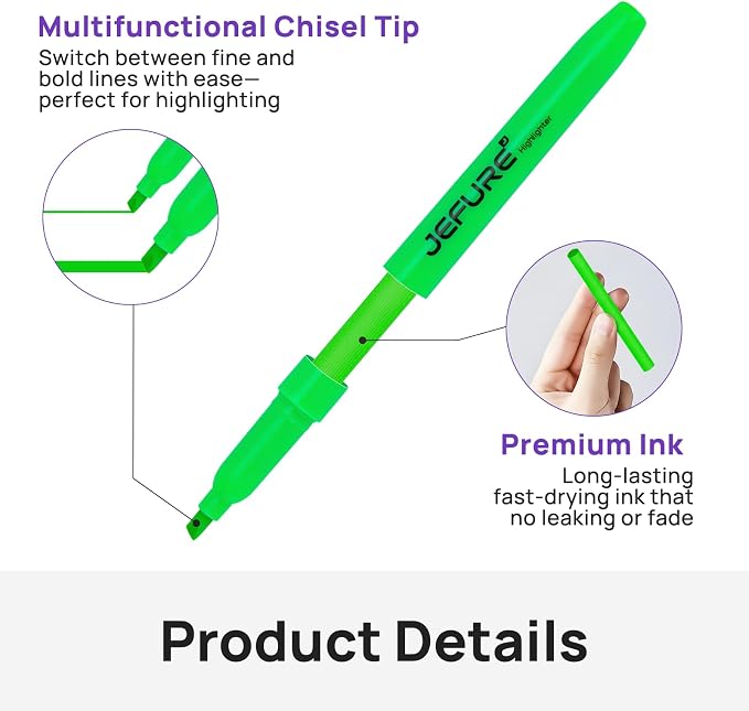 12 Pcs Highlighters, Chisel Tip, Quick Dry, Green | Bible Highlighters for Studying, Note-Taking, School, College, Office, Teacher & Student Supplies