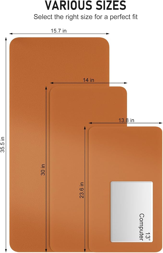Desk Pad, 35.5" x 17" PU Leather Non-Slip Desk Mat Large Mouse Pad for Desktop, Waterproof Laptop Computer Writing Mat for Office, Home, Work, Gaming, Earthy Yellow