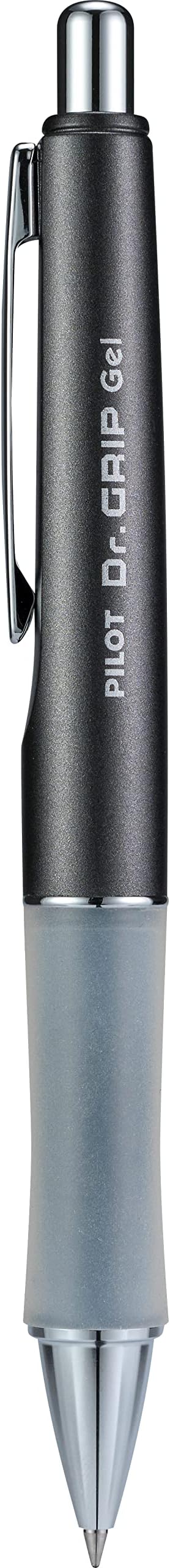 PILOT Gel Pen, Fine Point, Charcoal Gray | Black Ink | Retractable | Metallic Barrel | Pack of 2