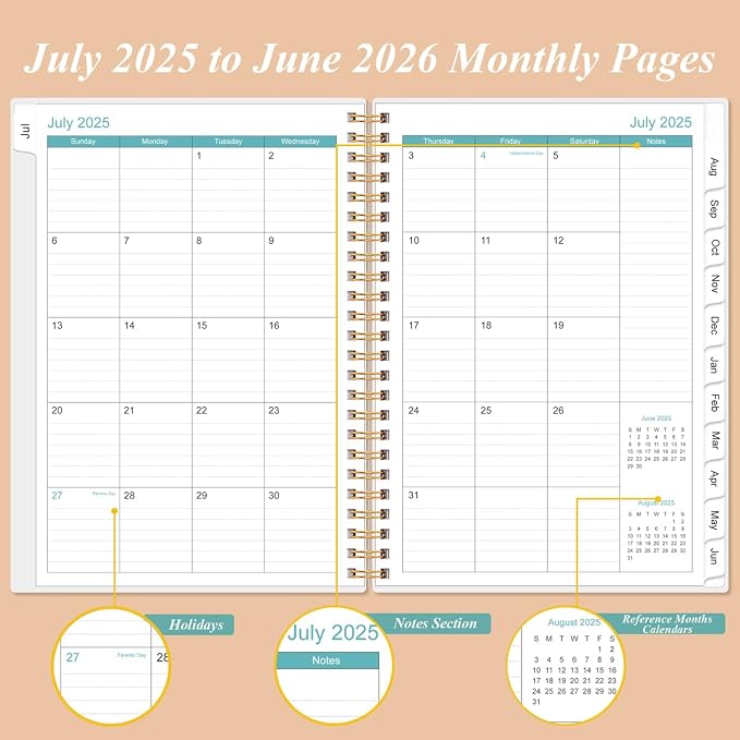 2026 Daily & Monthly Planner - One Page Per Day, Daily Planner 2026 from January 2026 to December 2026, Planners 26 with 12 Monthly Tabs, 6.4" x 8.5", Rose Flower