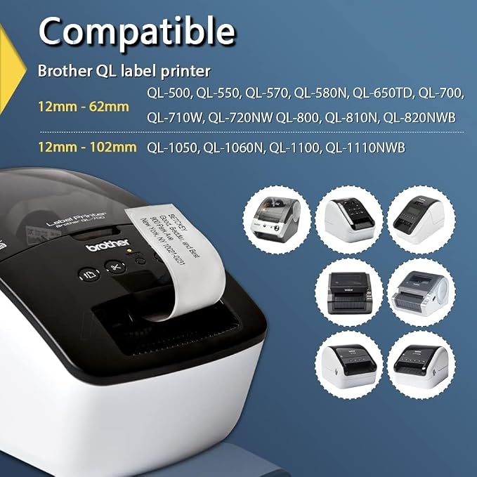 BETCKEY - Compatible Address Labels Replacement for Brother DK-1201 (1.1 in x 3.5 in), Use with Brother QL Label Printers [10 Rolls/4000 Labels]
