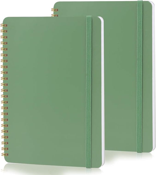 Utron Spiral Notebook For Women & Men, 2PCS Spiral Journal Notebooks, 5.9 x 8.3” College Ruled Notebook For Work Notes, Journal Writing, And Daily Life Entries (Green)