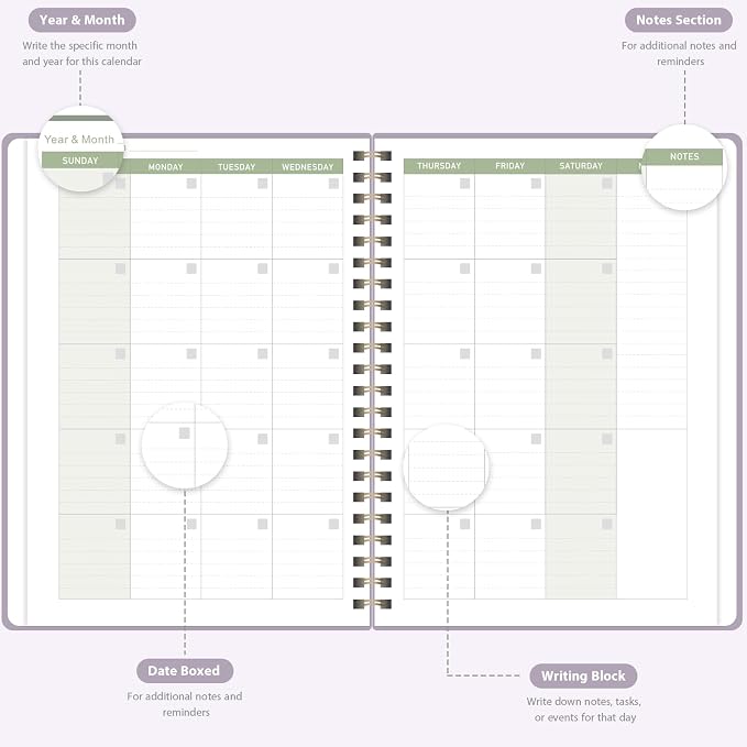 Undated Weekly Planner, Weekly To Do List Notebook, A5 Daily Planner | Office School Supplies, Spiral Binding, Inner Pocket, Goal, Organizer, Habit Tracker