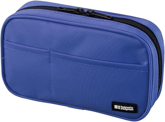 LIHIT LAB Large Capacity Zipper Pencil Case For School Office College, Big Capacity 4 Compartments Pencil Bag Holder Adults Teen Boys Girls, Travel Cosmetics Storage, Blue (A7551-108)