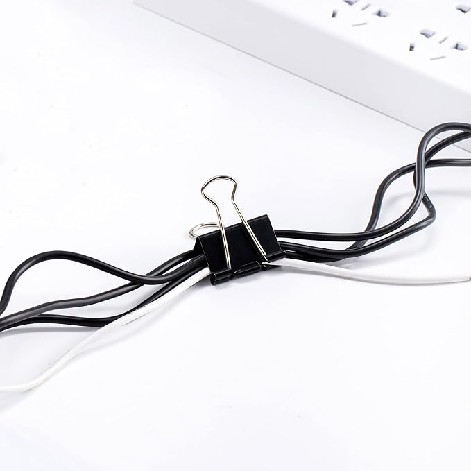 Amazon Basics Sturdy Binder Clips, Office Supplies, Small 0.75 in, Document Organizing, School Supplies, Black, 144 Count (Pack of 12)