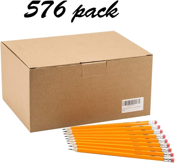 Madisi Wood-Cased #2 HB Pencils Bulk, 576 Count, Pre-sharpened | Box of Number 2 Pencils, Yellow, School Pack