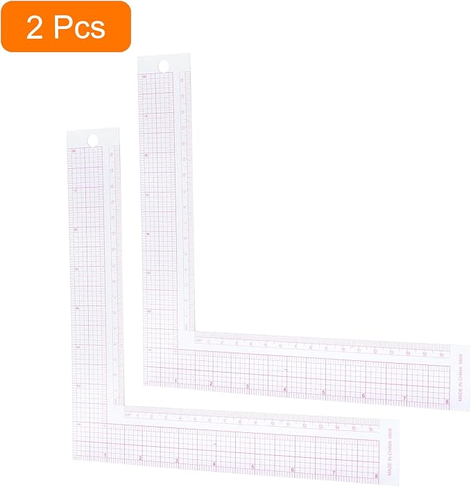 Hitefu L Square Ruler for Sewing, 2PCS, Clear Plastic | L Angle Ruler, Curve Ruler, Measure Tailor Ruler, Corner Ruler, Craft Sewing Measuring
