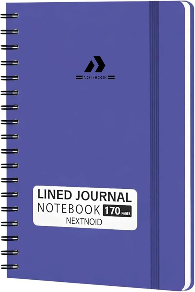 Nextnoid A5 Lined Spiral Notebook - 170 Pages, College Ruled, Violet Purple | Hardcover Notebook for Everyday Writing, A5 Size (5.8" x 8.3") Journal for Work and School, Daily Journaling and Notetaking