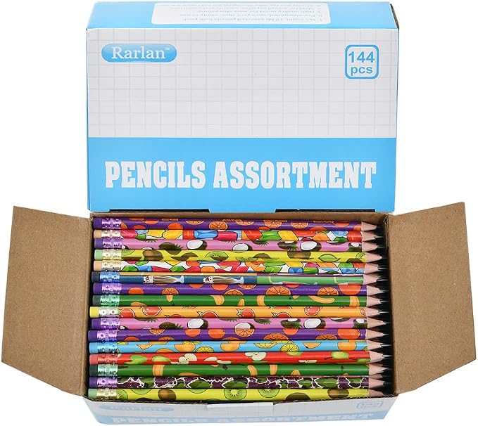 Rarlan Fun Pencils for Kids, #2 HB, Pre-Sharpened, 144 Count Bulk Pack | Classroom Pencils with Erasers for School and Teacher Supplies, Writing, Drawing and Sketching