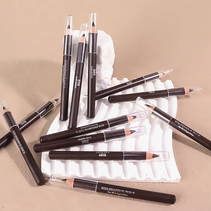 6Pcs Dark Brown Eyebrow Pencils for Women, Wooden Hard-Core Eyebrow and Eyeliner Pencil, Long Lasting Waterproof and Sweat-Proof, Beginner Makeup Brow Pencil With Pencil Sharpener (Dark Brown, 6Pcs)