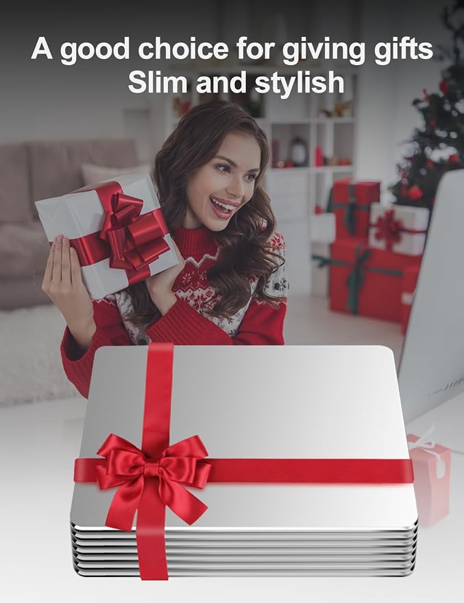 Vaydeer Hard Metal Aluminum Mouse Pad Clear Modern Smooth Magic Ultra Thin Double Side Design Mouse Mat Waterproof Fast and Accurate Control Compatible for Gaming and Office, Silver, 9.05X7.08 Inch