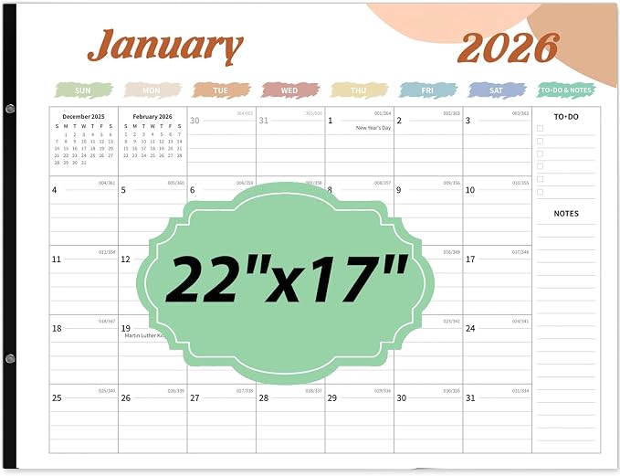 Desk Calendar 2026, Desk Calendar Large 22x17, 18 Months Desk Top Calendar, From January 2026 to June 2027 with To Do & Notes, Holiday & Julian Date for Home, School & Office