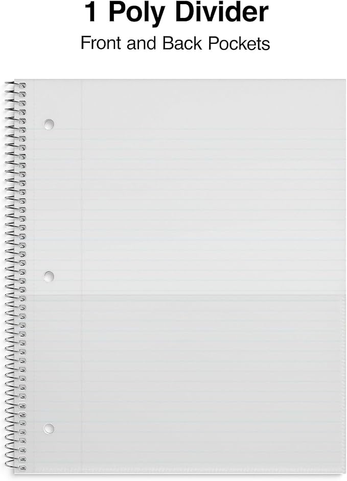 STAPLES Durable Poly Cover 1‑Subject Notebook, 8.5” x 11”, College Ruled, Pink