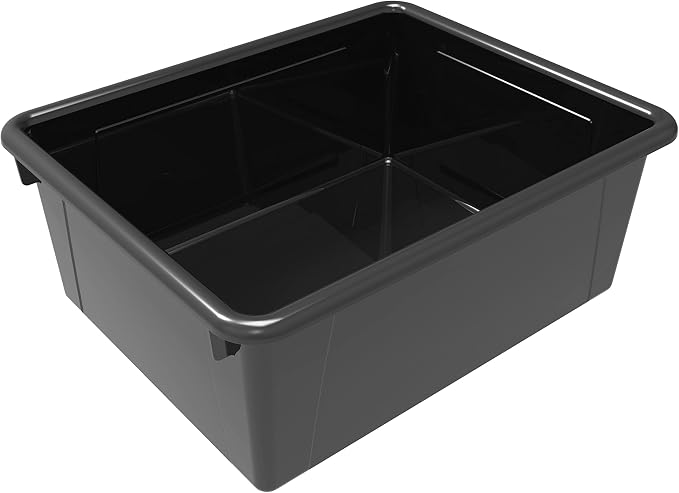 Storex Letter Size Deep Storage Tray – Organizer Bin for Classroom, Office and Home, Black, 5-Pack (62523A05C), 10 x 13 x 5 Inches
