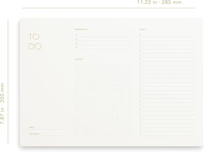 Pinesman - Elegant To Do List Notepad with Mouse Pad Feature, 3 Pack, 11.22" x 7.87", 50 Tear-Off Sheets (50 Each), Gold Foiled, Daily Planning, Eco-friendly To Do List Planner, FSC™ Certified To Do List Notebook for Work