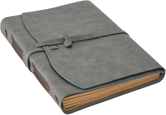 RILIHO Leather Journal Notebook - Genuine Leather Journals for Writing 8x10 Inches Large Size Vintage Journal For Men and Women, Artist,Travel Journal,Grey