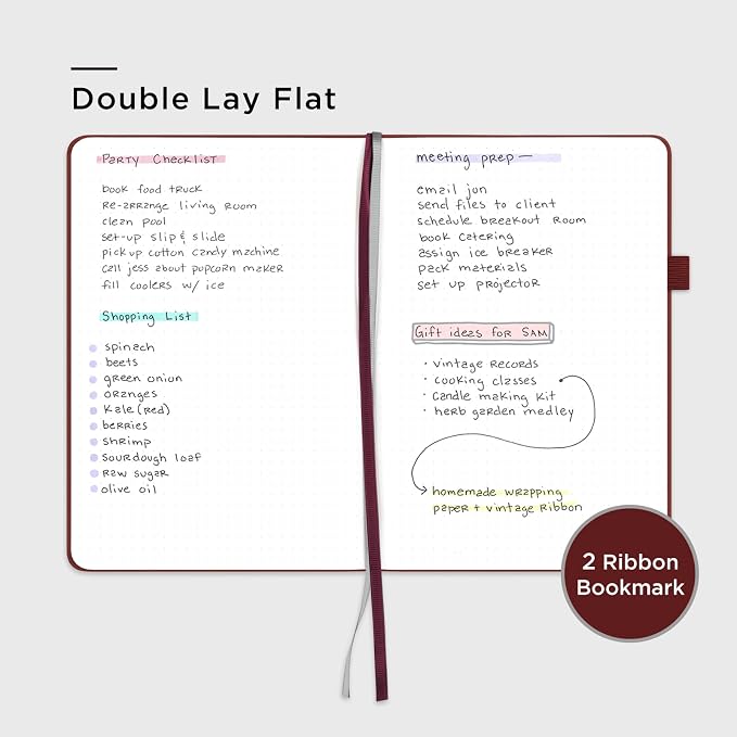 &And Per Se Dotted Journal Notebook – A5 Hardcover, 160 Pages 100gsm Paper, Dot Grid Notebook for Planning & Creative Journaling, 3 Sticker Sheets Included (Dark Red)