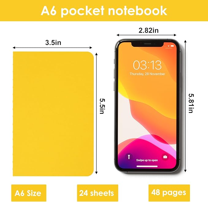 LABUK 90 Pack Pocket Notebooks, Small Notebook Bulk, 3.5"x5.5" Lined Notebooks, A6 Colorful Cover Journals 24 Sheets/48 Pages/24 Colors