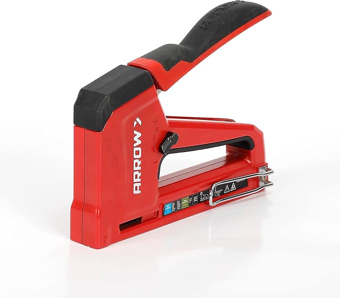 Arrow T50RED2 Heavy Duty Manual 2-in-1 Staple Gun and Brad Nailer for Upholstery, Framing, Insulation, Crafts, and Furniture, Red