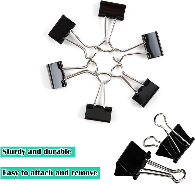144 Pcs 1-Incn Binder Clips for Document Clamp（Black） | Durable,Sturdy,Reusable,forOffice, Home, School and Crafts Use,7/16" Width,Hold up to 100 Pages