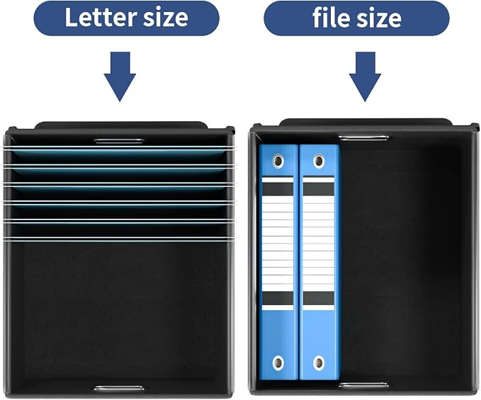 File Organizer Box with Lid, Collapsible File Folder Organizer for Office Document Storage, Filing Box with Plastic Slide for Letter Size Hanging File Folders(1 Pack, Royal Blue)