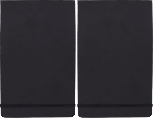 Amazon Basics Art Sketch Book for Drawing and Painting, Thick Paper, 5.25" x 8.25", 72 Sheets, Black (Pack of 2)