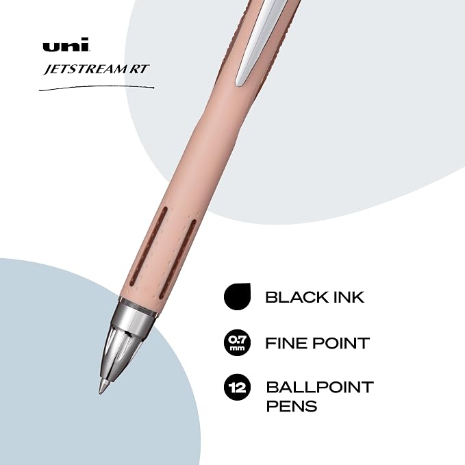 uniball™ Jetstream RT Ballpoint Pens, Black Ink, 0.7mm Fine Point, 12 Count | Retractable, Smooth Writing, Quick-Drying, Smear-Resistant, uni Super Ink™